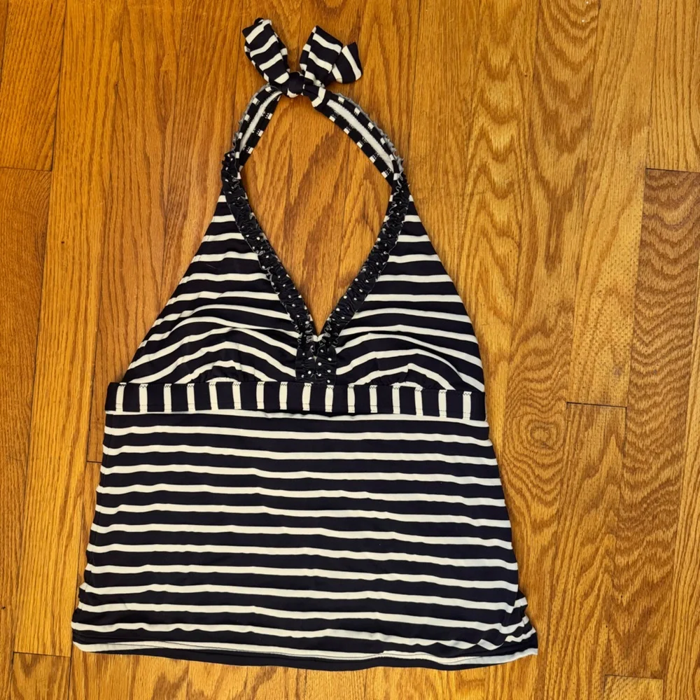 Boden Halter Swim Suit Top Blue & White Striped Women’s Size 19 - Picture 1 of 7